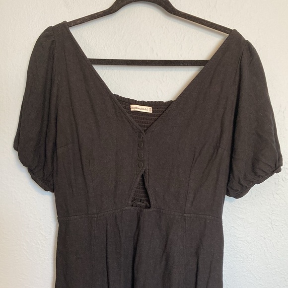 Abercrombie & Fitch Womens Size M Black Mini Smocked Back Front Cut Out Dress - Picture 2 of 13